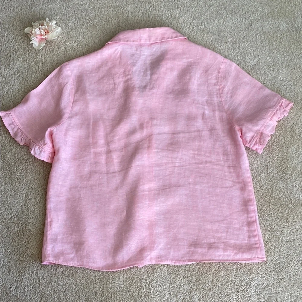 Lilly Pulitzer Light Pink Sorbet Button Down Carden ruffle Shirt, S, NWOT - Picture 8 of 9
